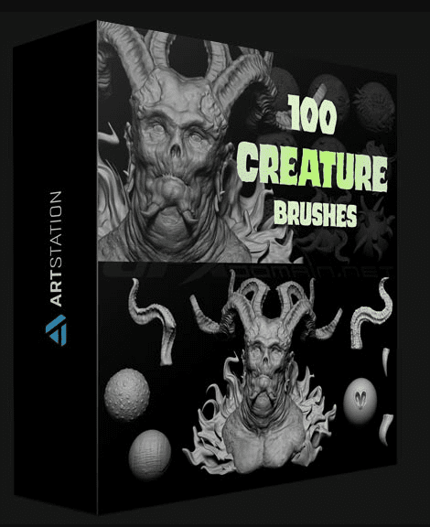 ARTSTATION – ZBRUSH + BLENDER – 100 CREATURE BRUSH MEGA PACK